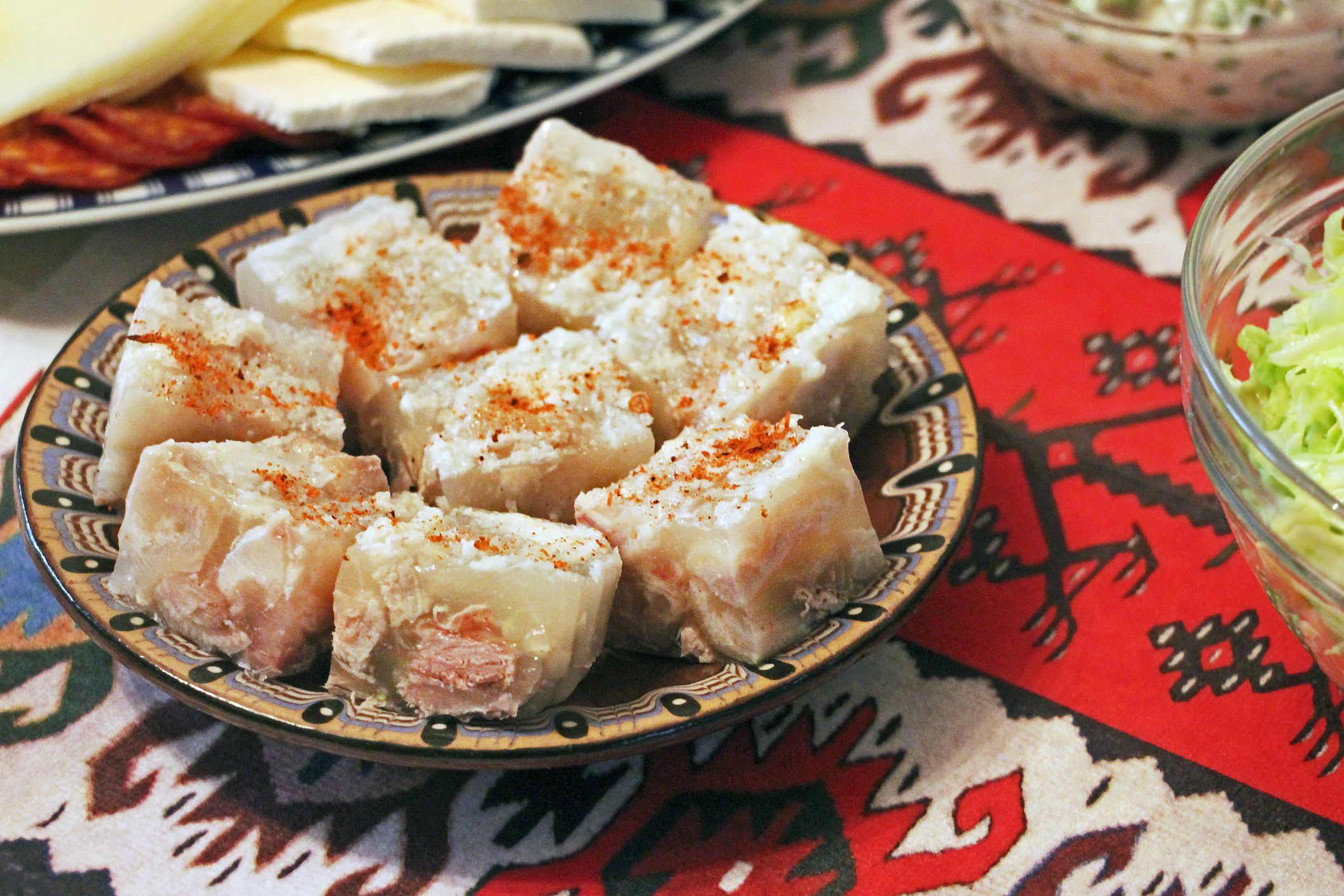 cubed pork in aspic