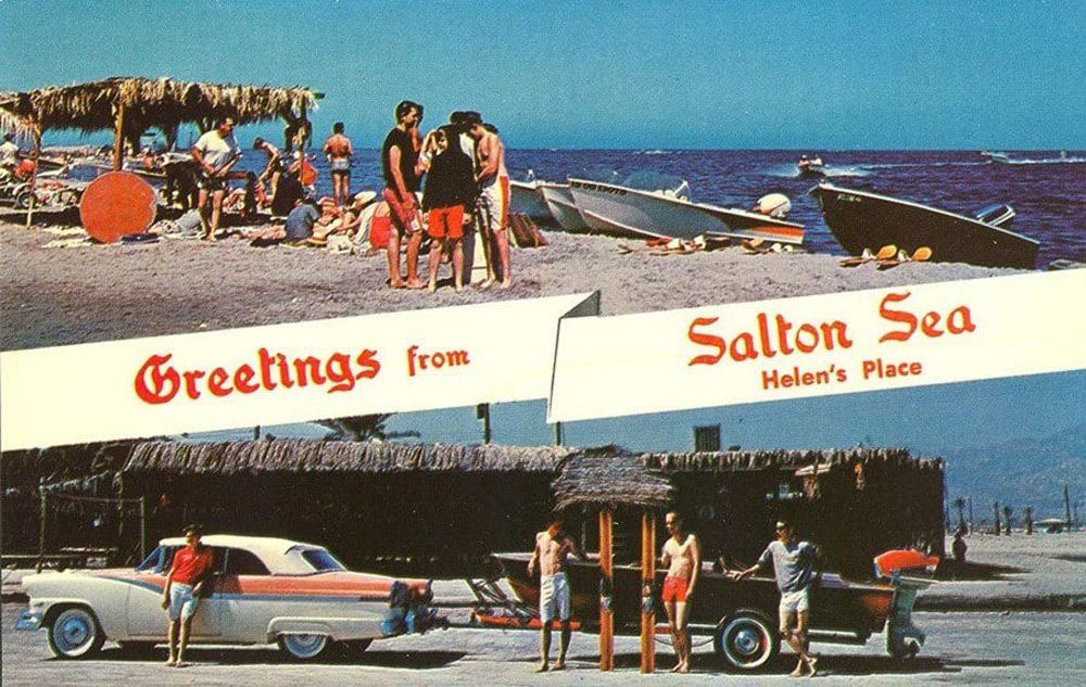 Old postcard of the Salton Sea in the 1950s