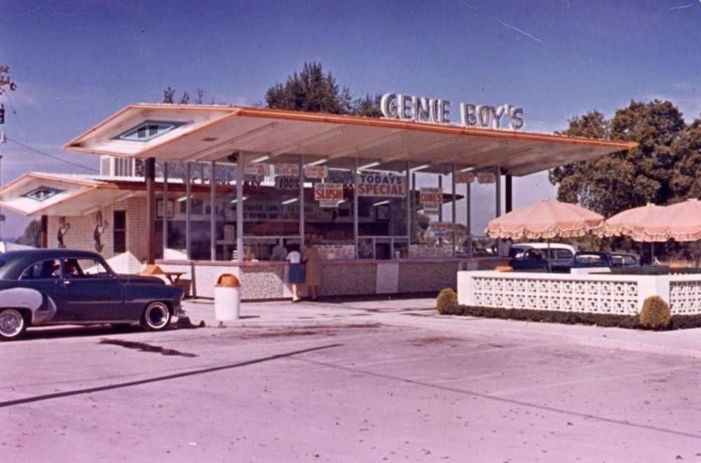 Genie Boy’s Drive-In, Salt Lake City, Utah. (pic circa 1950s) I remember this place fondly while growing up there in the 1970s. Great hard ice-cream milkshakes!