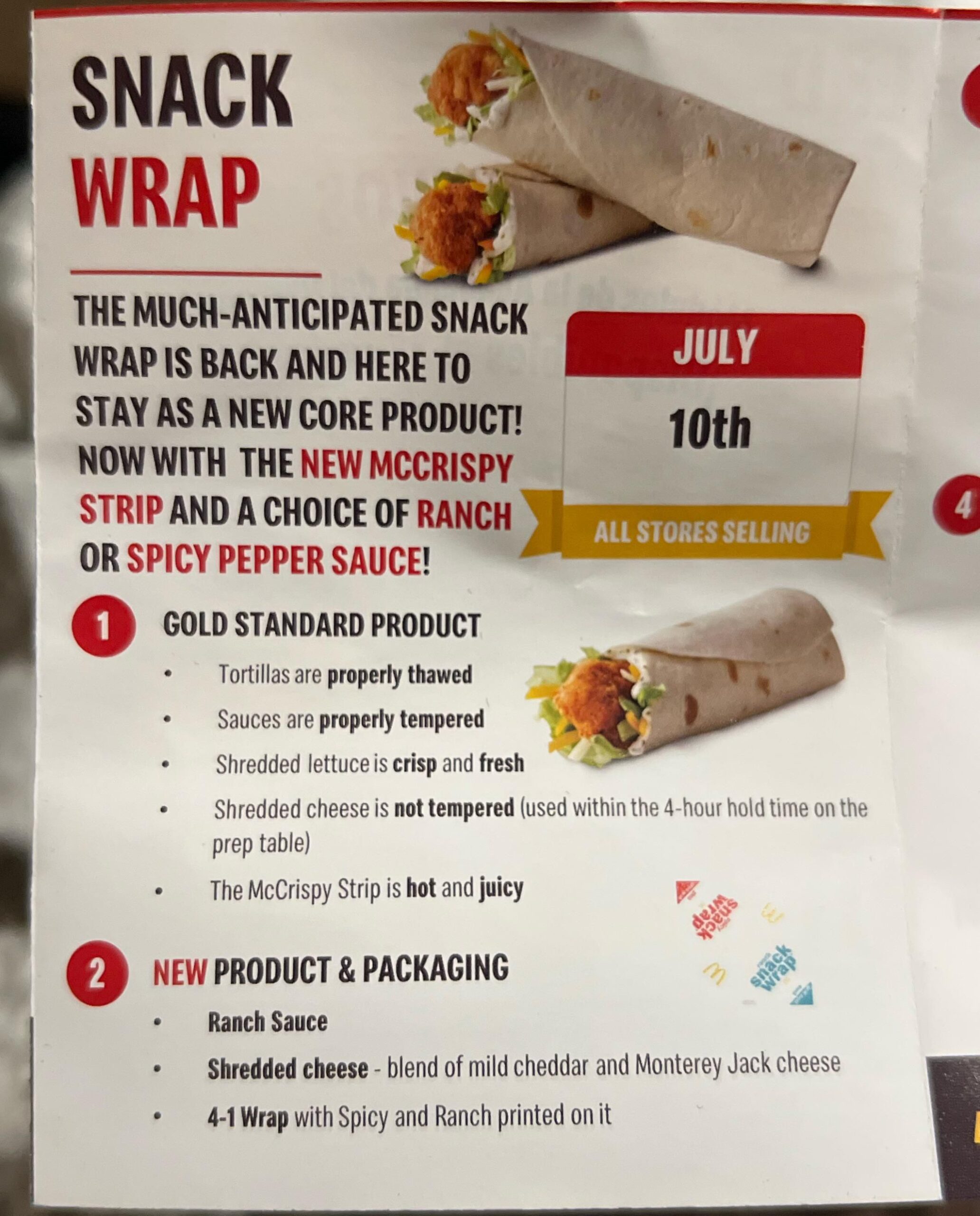 McDonald's Snack Wrap Back