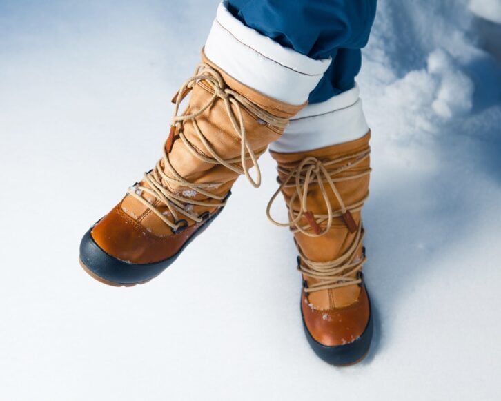 women's winter boots in the snow