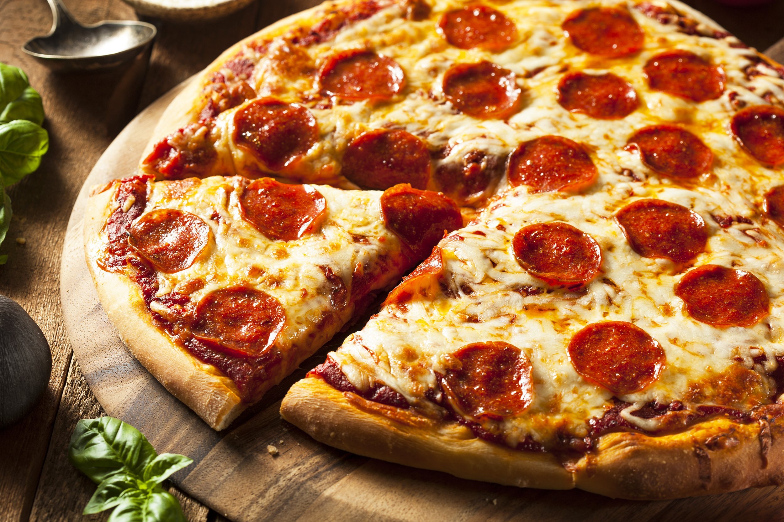 homemade pepperoni and cheese pizza