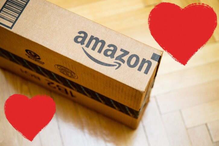 amazon box with hearts