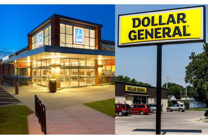 Aldi store and Dollar General