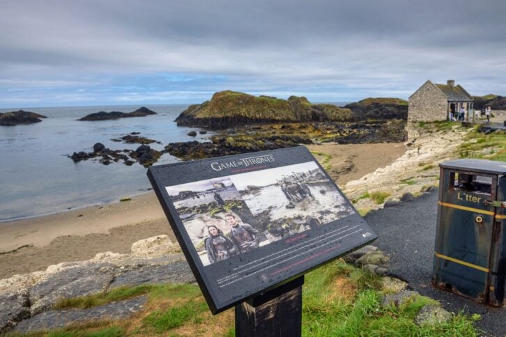 visitor information sign at Ballintoy harbor, Northern Ireland