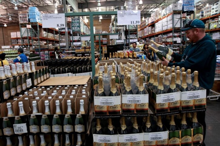 Costco customer shops for champagne at a Costco store December 29, 2008 in South San Francisco