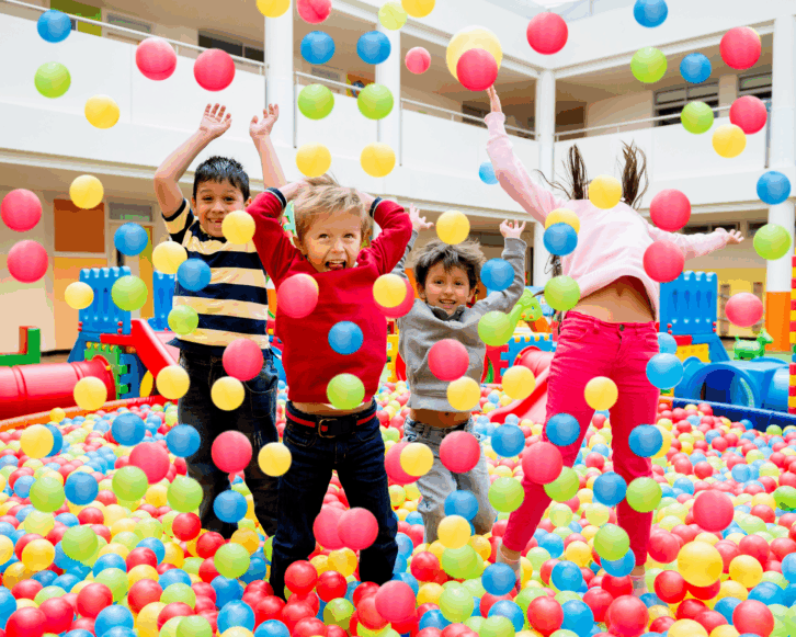 Kids playing in a ball pit