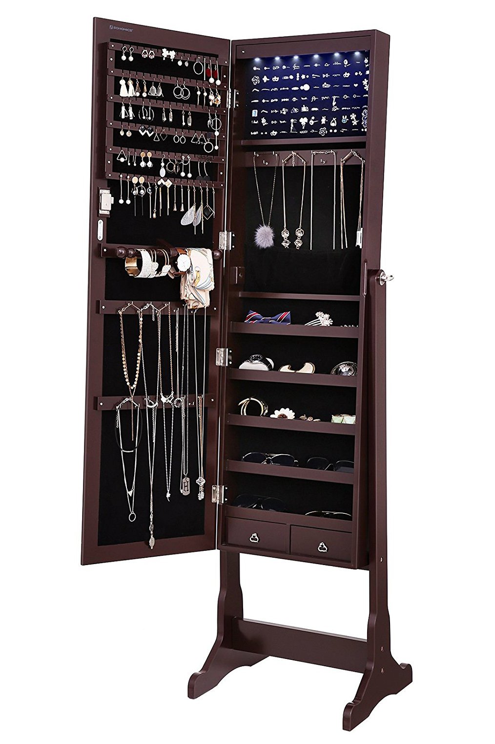 Songmics Large Mirrored Jewelry Armoire Organizer