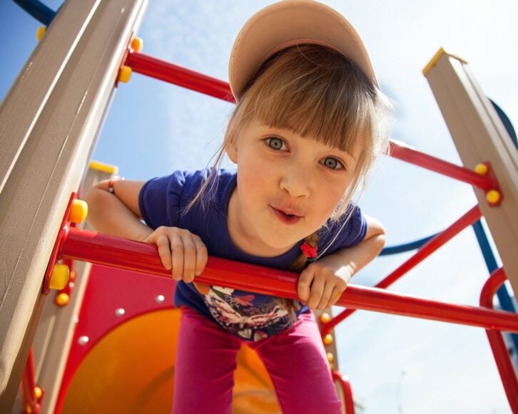 active little girl on playground