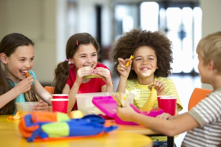 group of children eating lunch