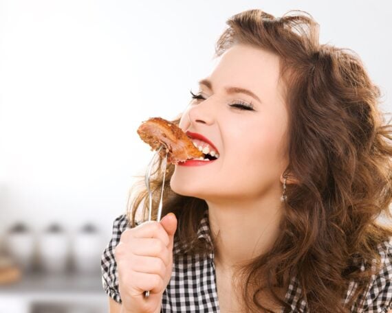 woman eating food