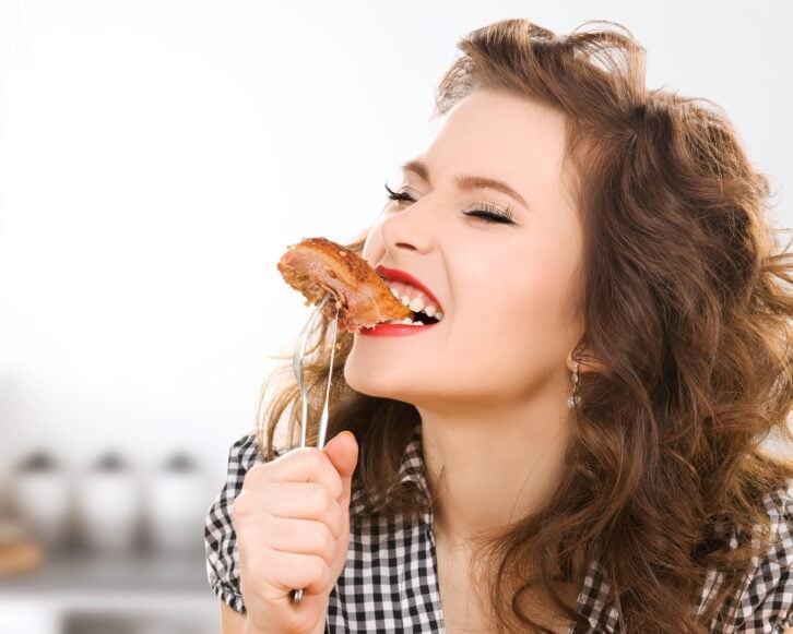 woman eating food
