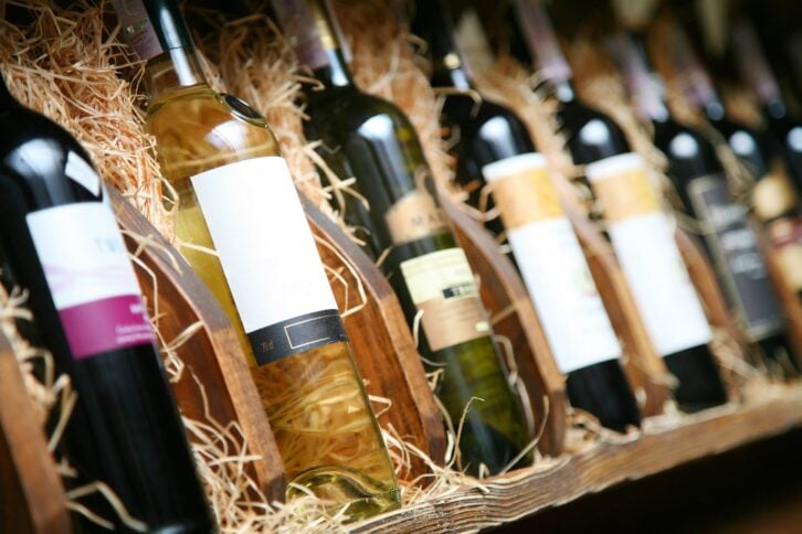wines on a wineshelf