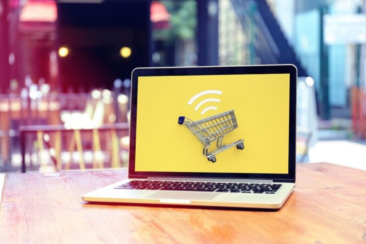 internet shopping with laptop
