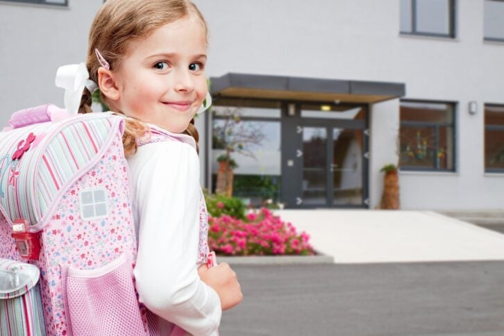 schoolgirl on the way to the school