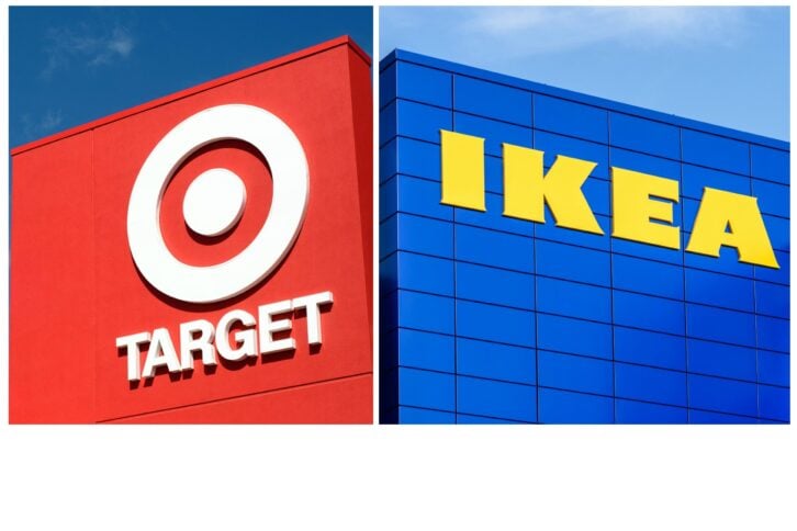 Side-by-side of Target and Ikea store fronts 