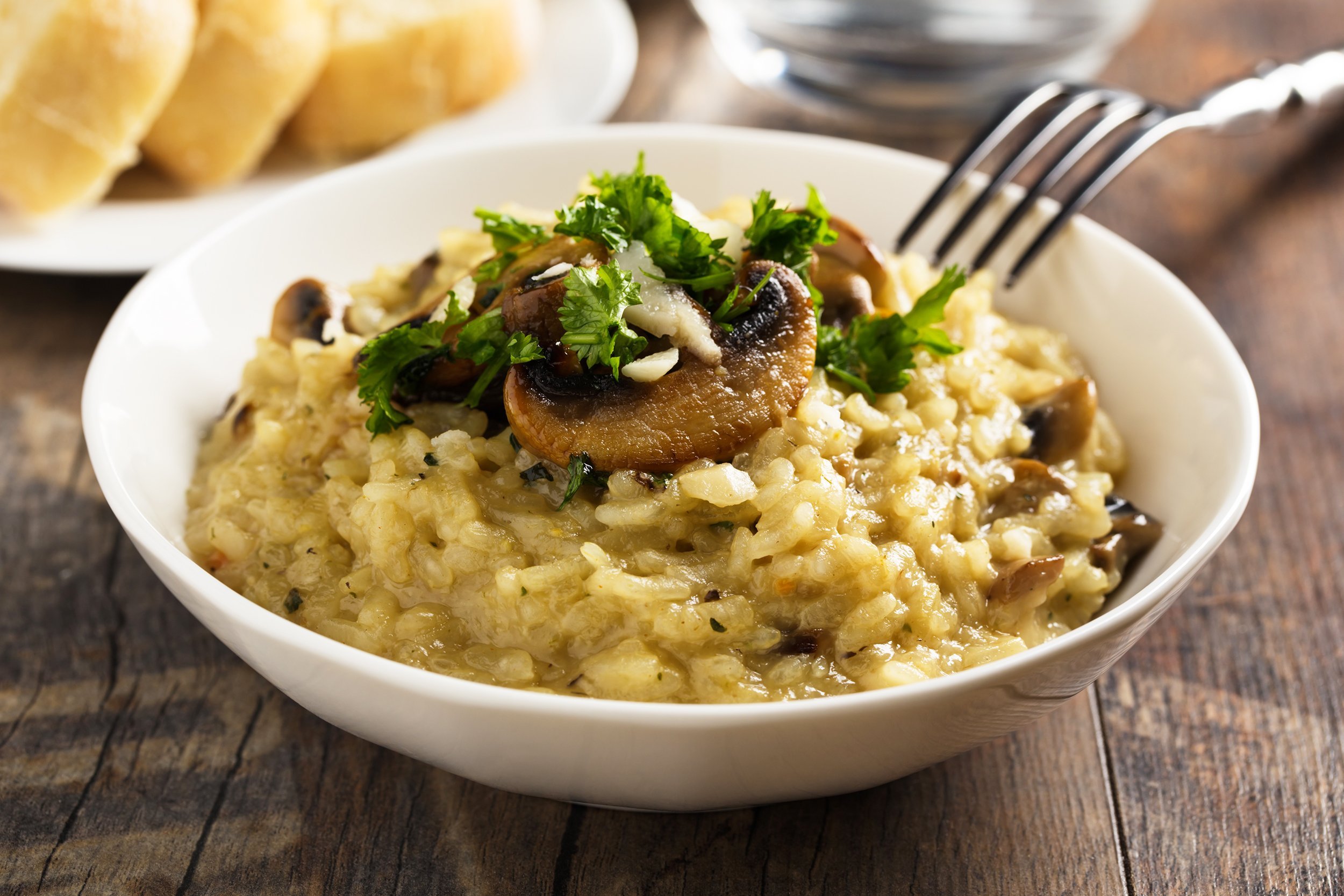 risotto with mushrooms, fresh herbs and parmesan cheese