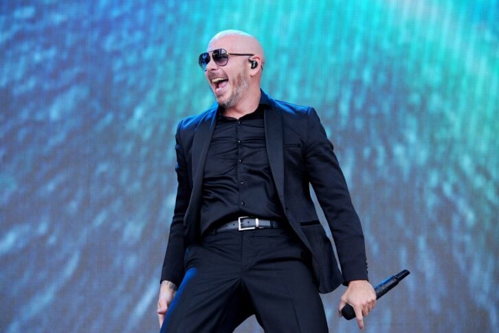 Pitbull performs during Nickelodeon's Second Annual SlimeFest at Huntington Bank Pavilion on June 08, 2019 in Chicago, Illinois.