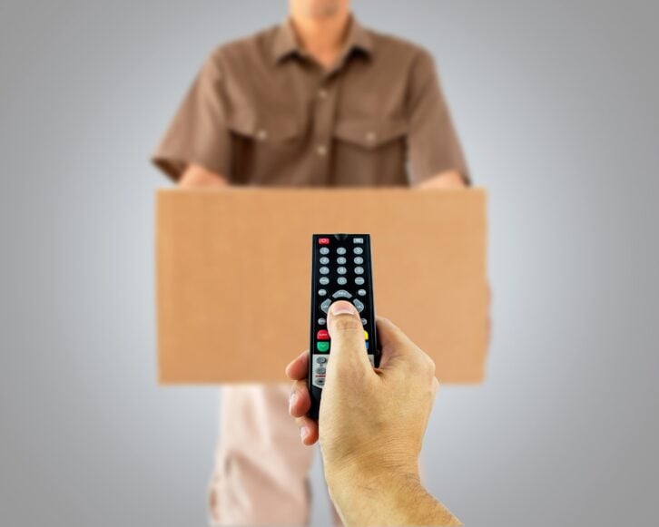 man shopping in a shopping channel and receiving your package