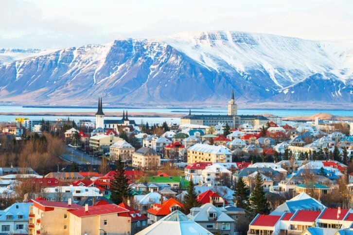 aerial view of reykjavik, iceland