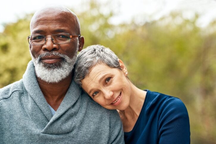 happy multiracial senior couple