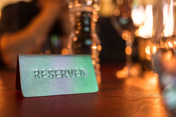 reserved sign in a restaurant