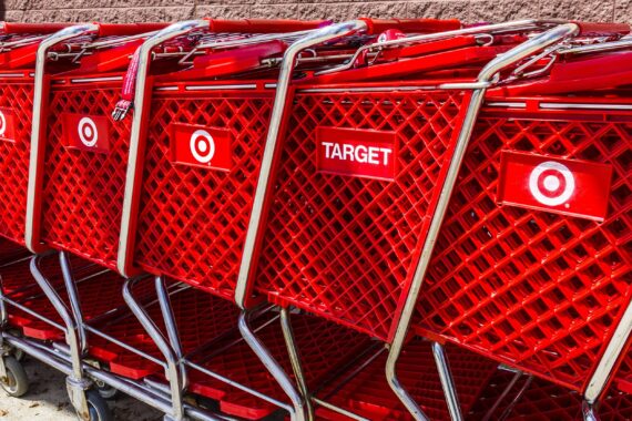 Target shopping carts in a row