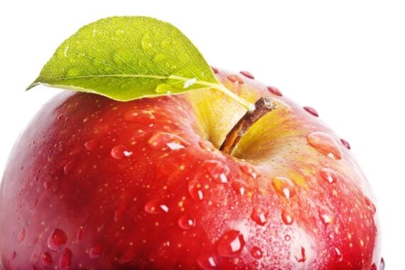 closeup juicy red apple