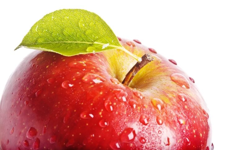 closeup juicy red apple