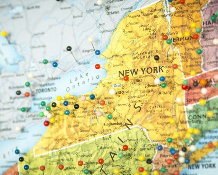 map of new york state and surround area