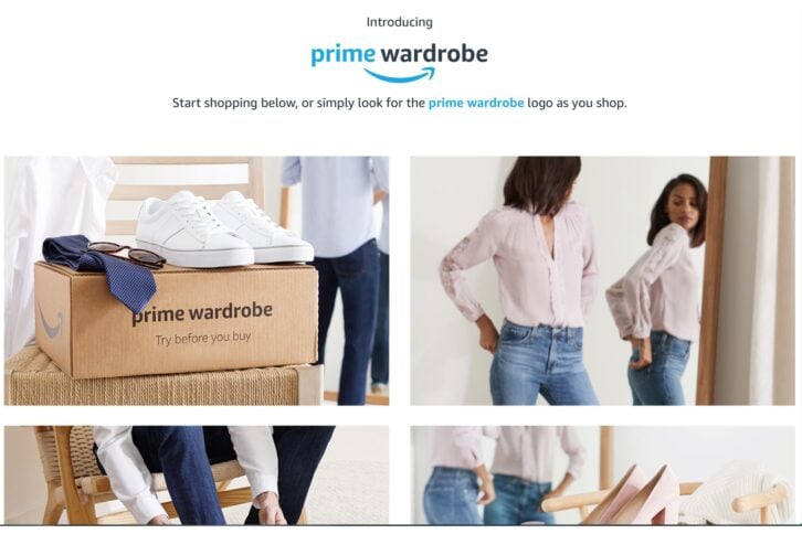 Prime Wardrobe welcome screen