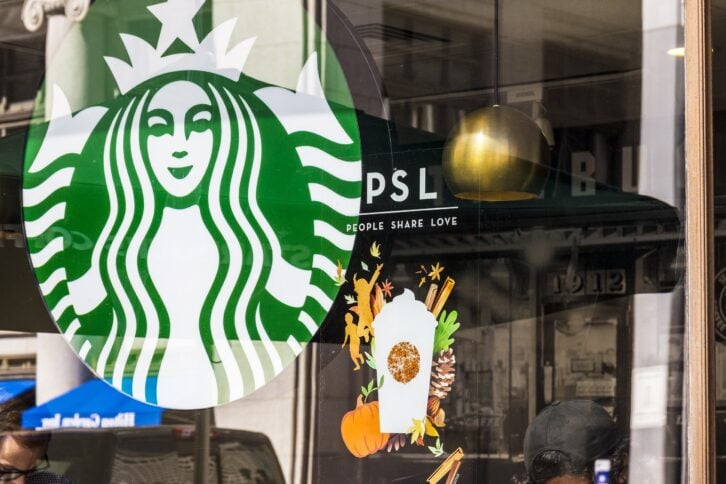 Pumpkin Spice Latte sticker on Starbucks window