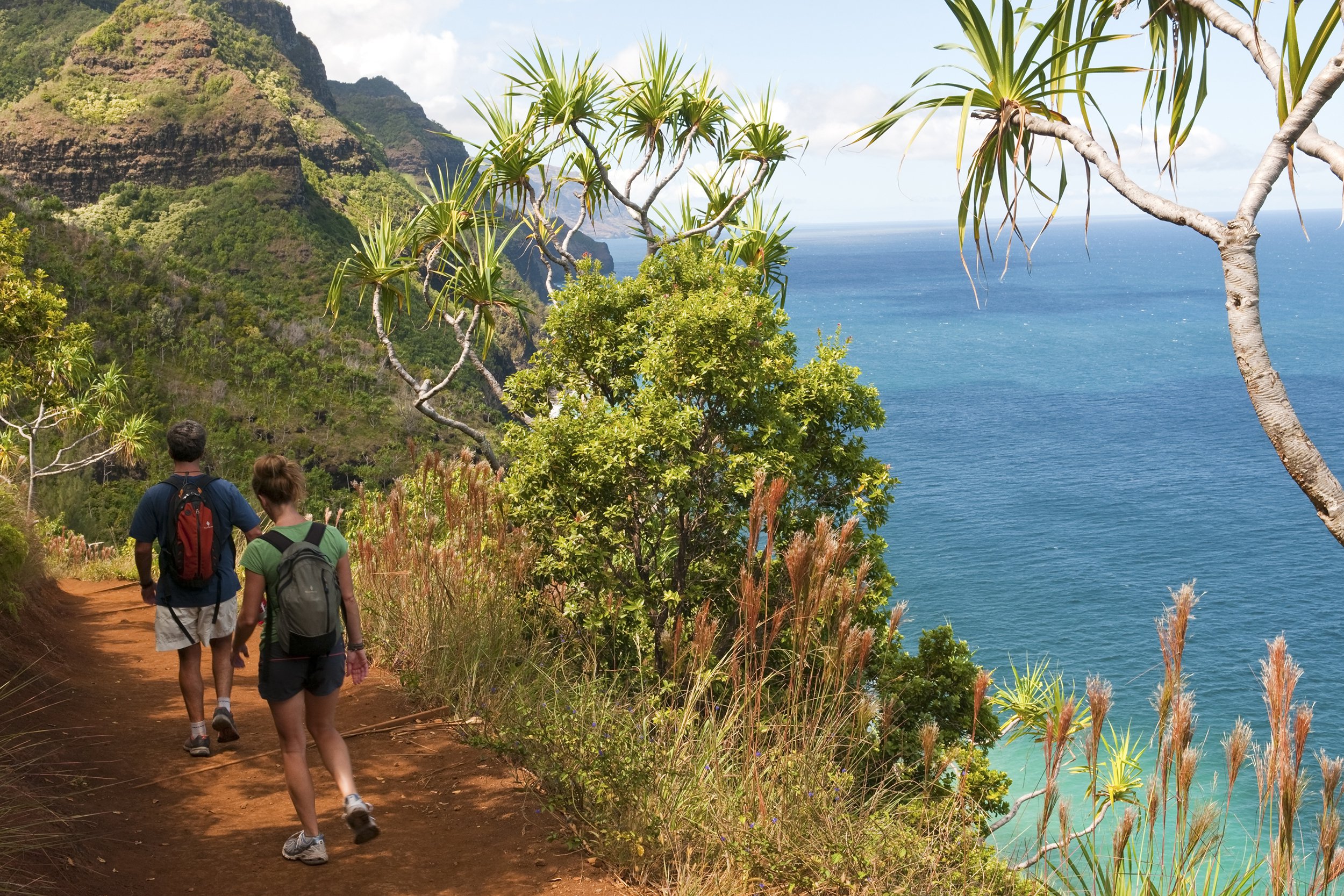 two people walking Kalalau Trail