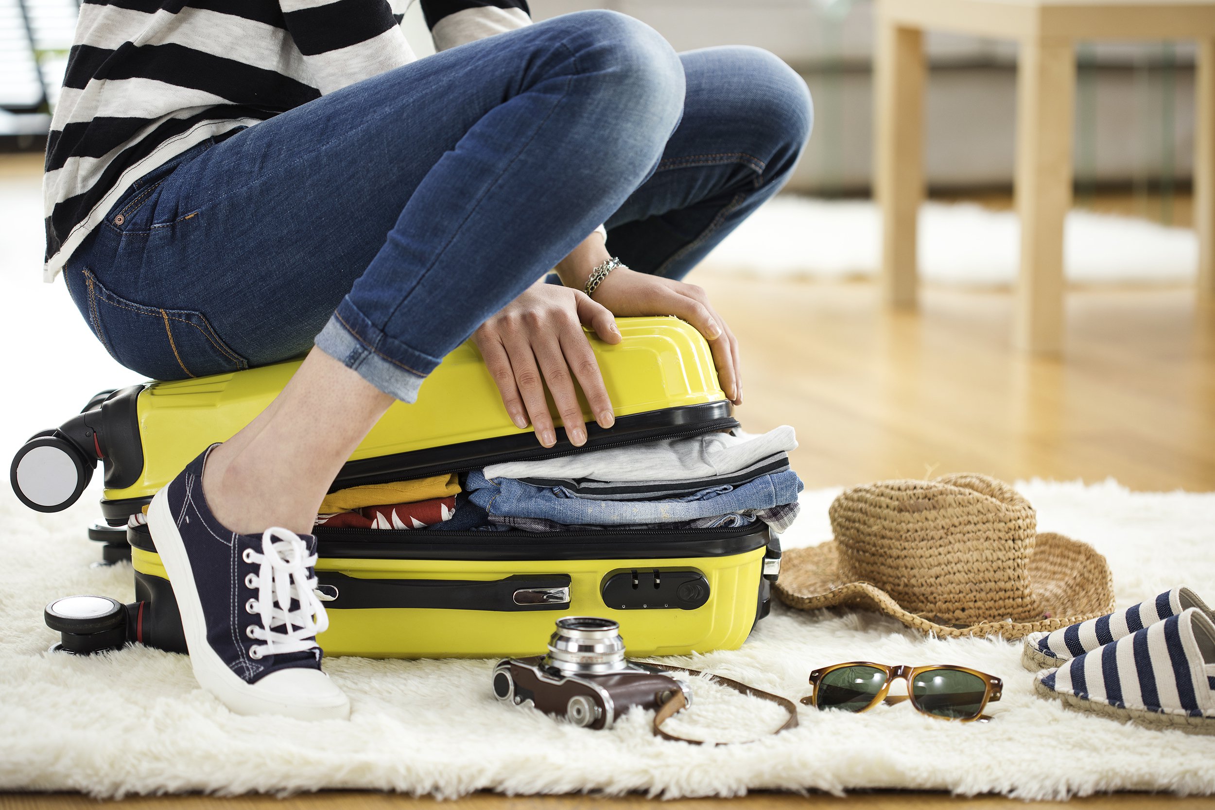 preparation travel suitcase at home