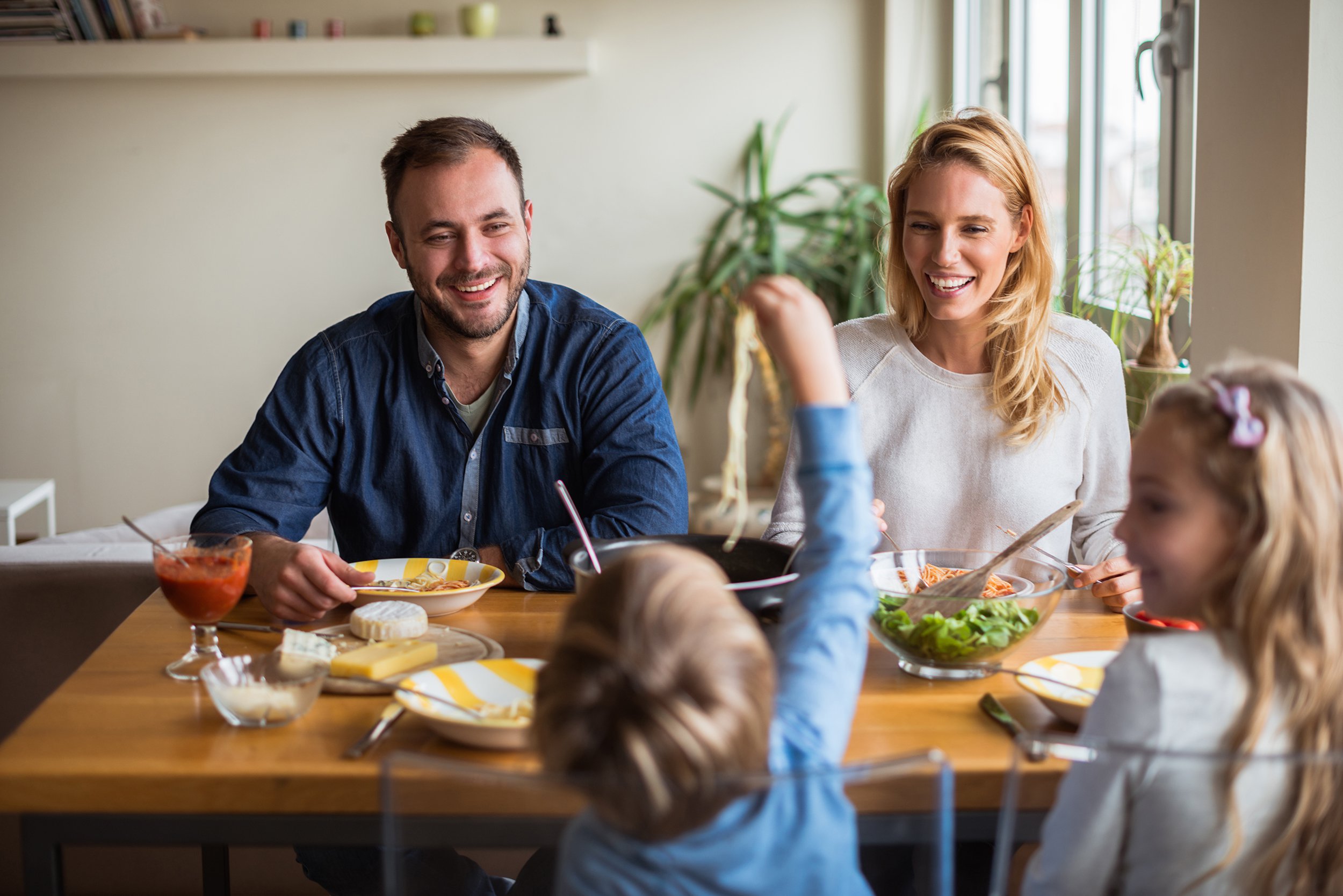 family having lunch at home