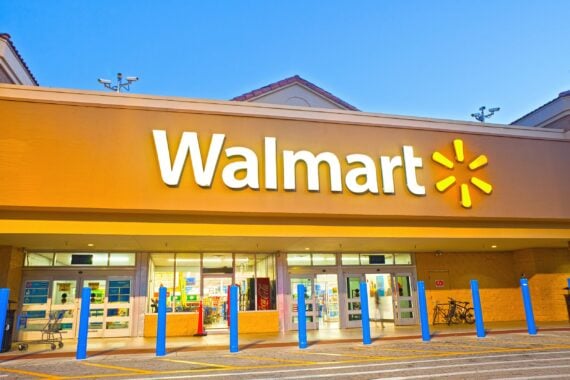 Walmart store front in very early morning