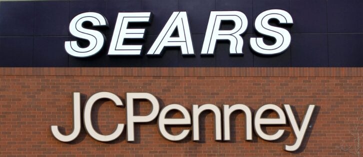 Sears and JCPenney retail store signs