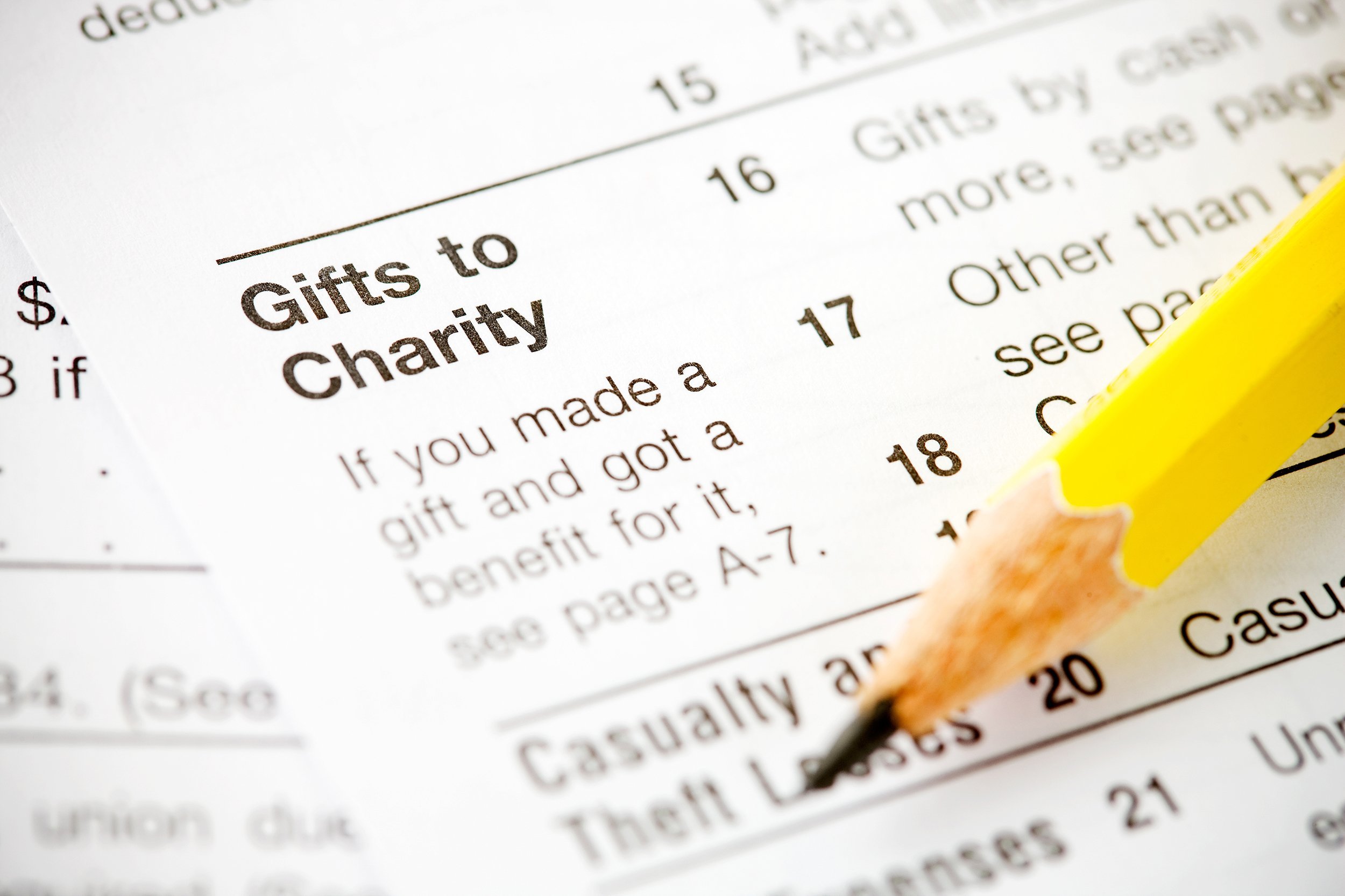 tax form line for charity gifts