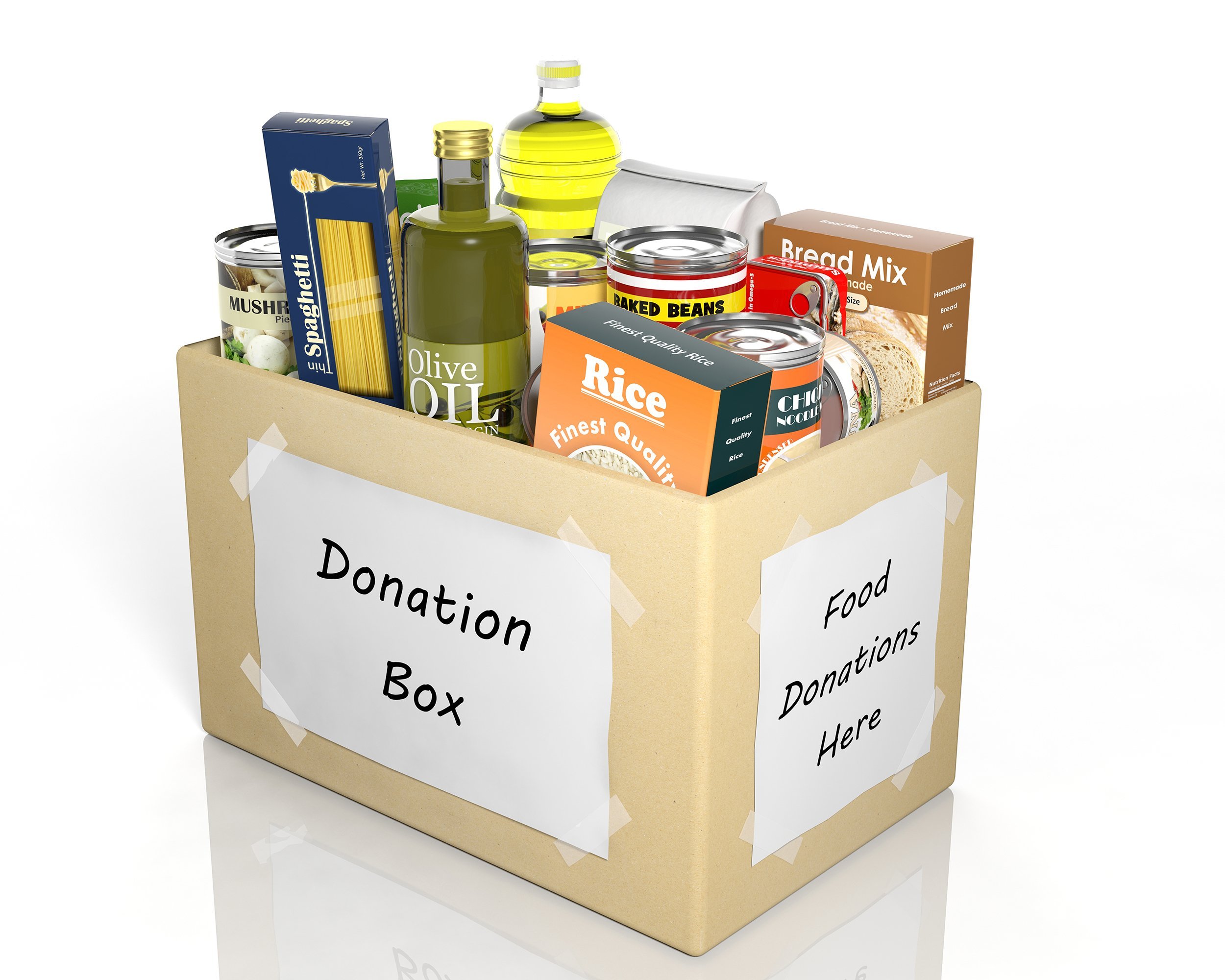 carton donation box full with products