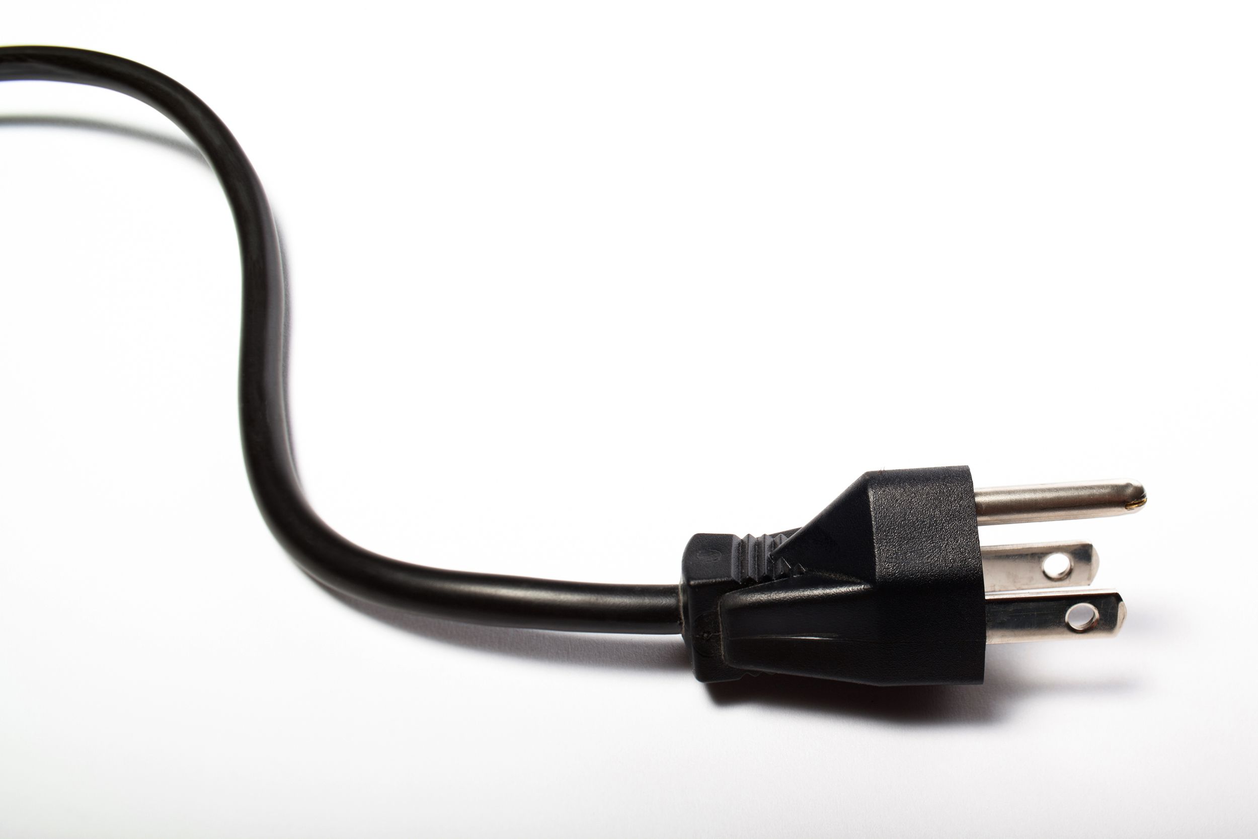 electrical power cord on white background