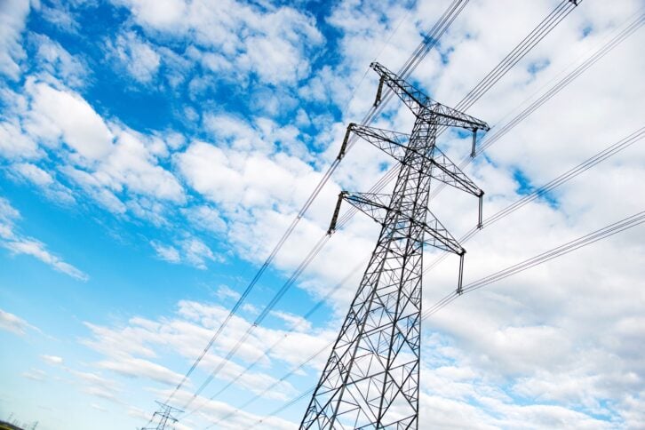 electricity pylons with sky