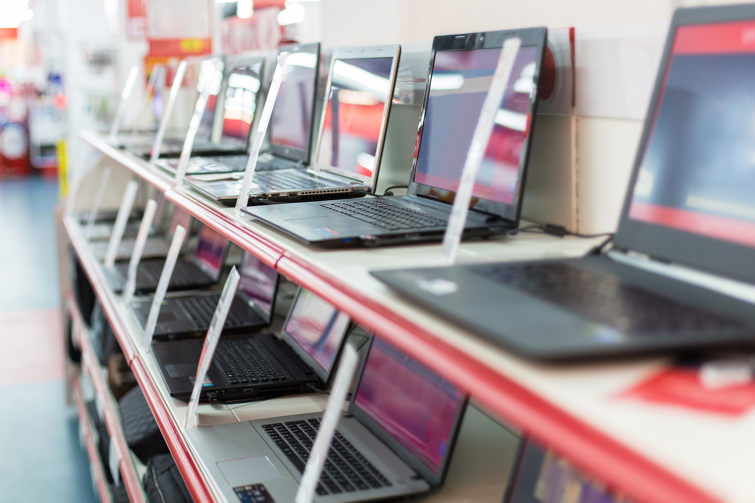 sale of laptops in store