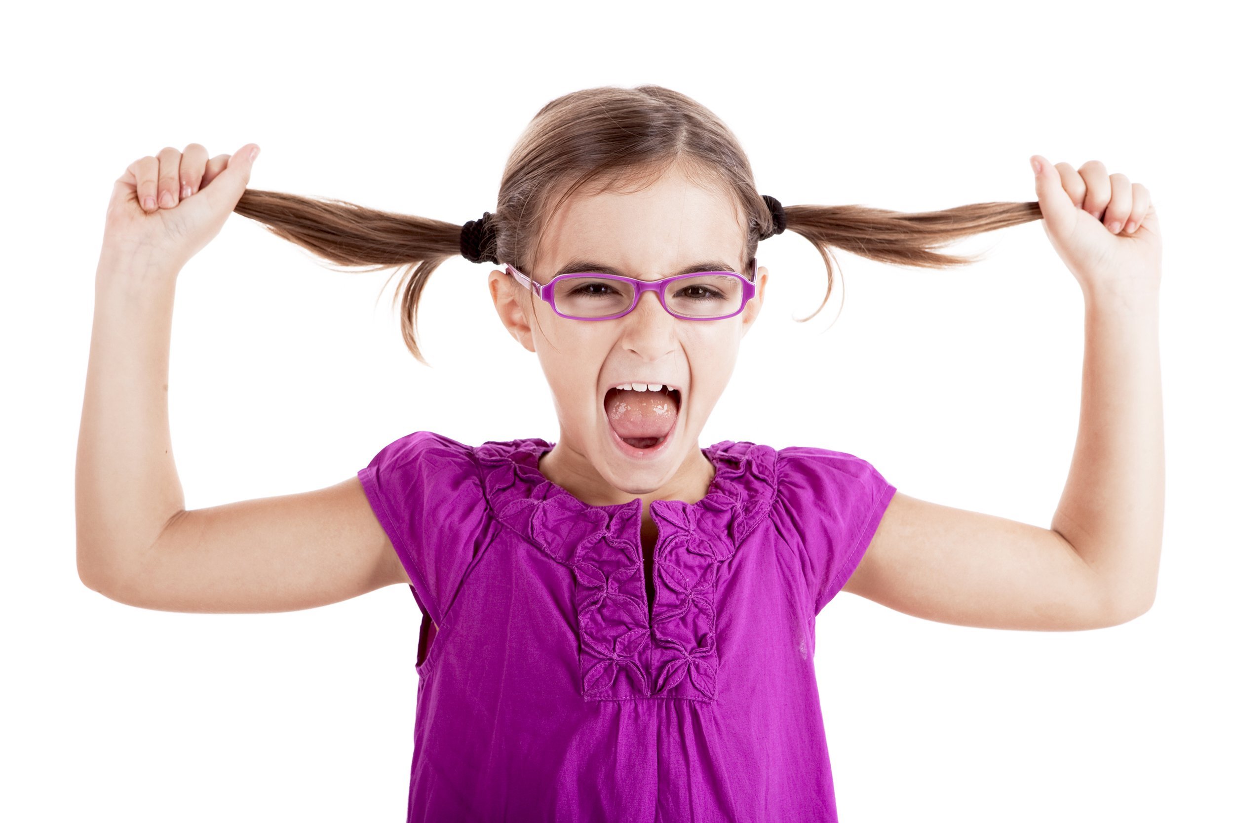 girl pulling her hair out