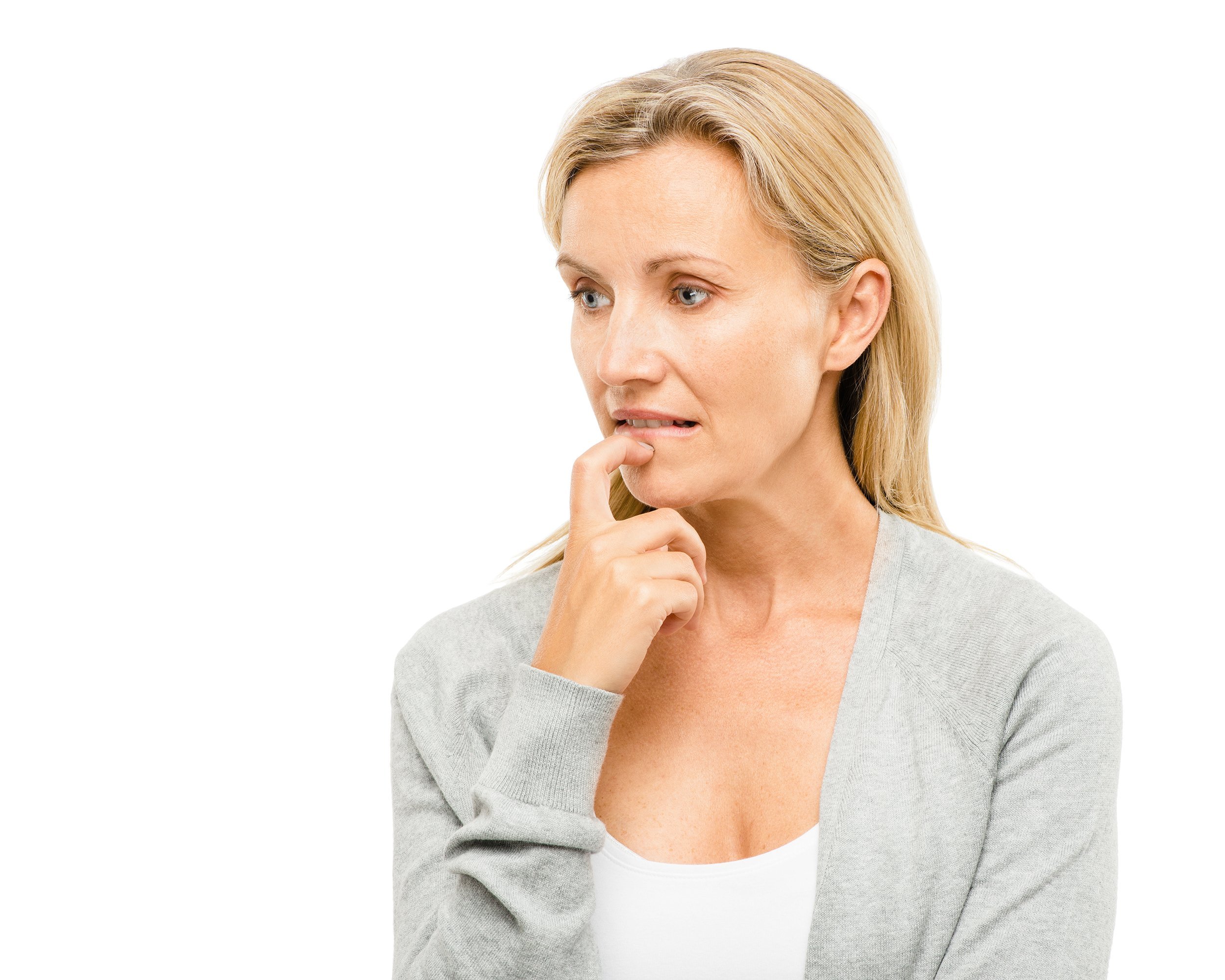 mature woman worrying