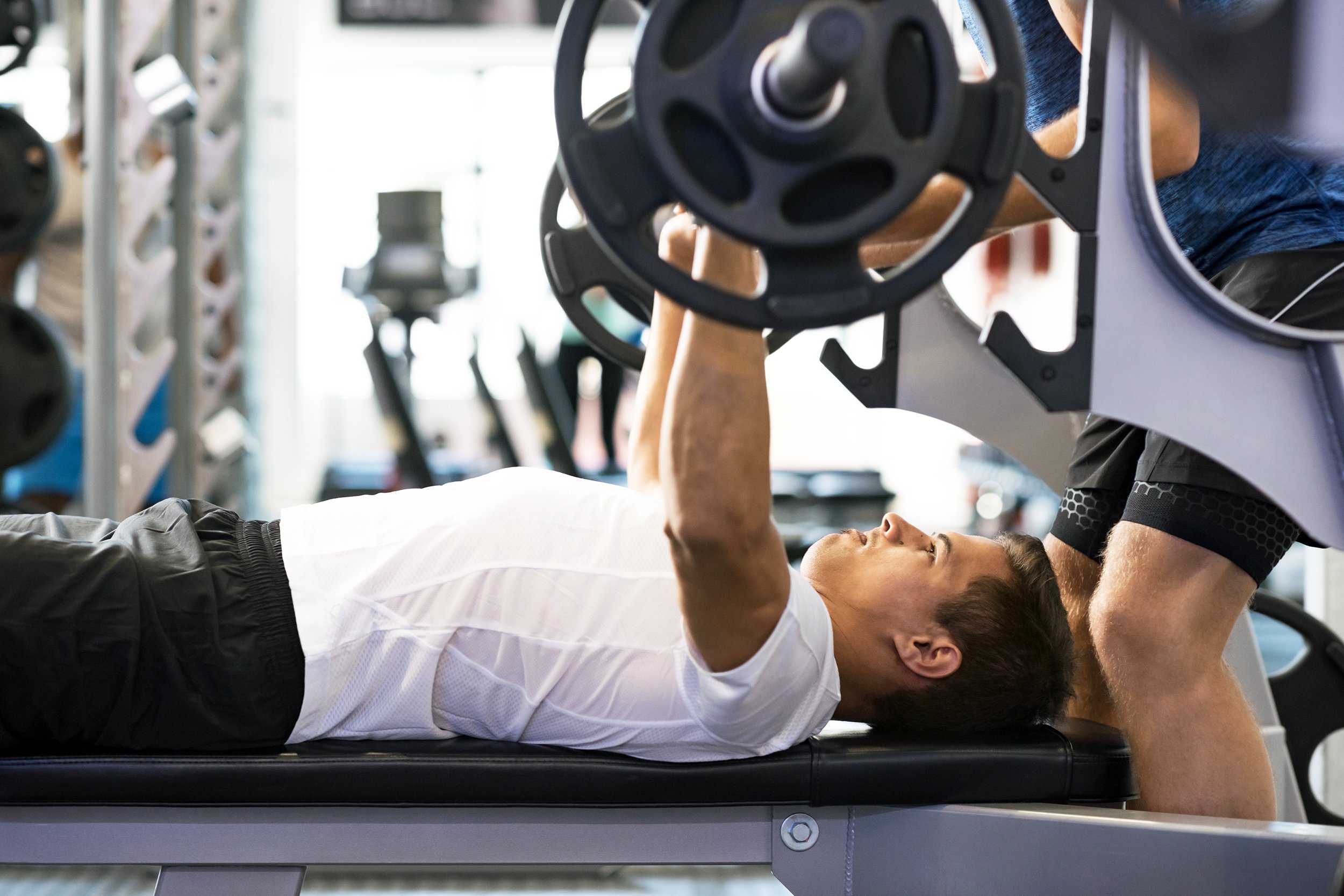 Man using the bench press