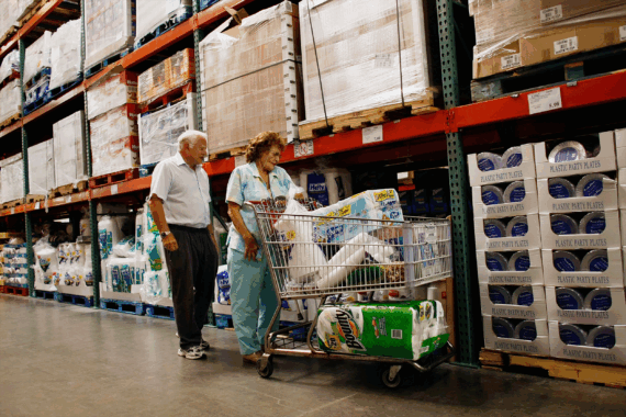 Senior couple shopping at Costco