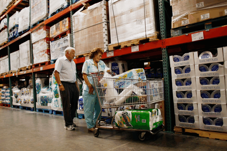 Senior couple shopping at Costco