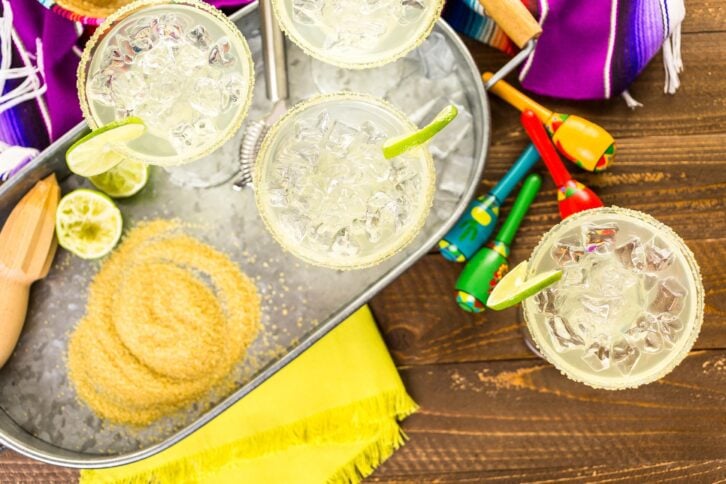 lime margaritas on the rocks against Cinco de Mayo