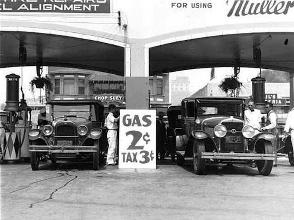 Gasoline Selling for 2 Cents a Gallon, 1920s.