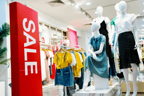 Sale at a clothing store
